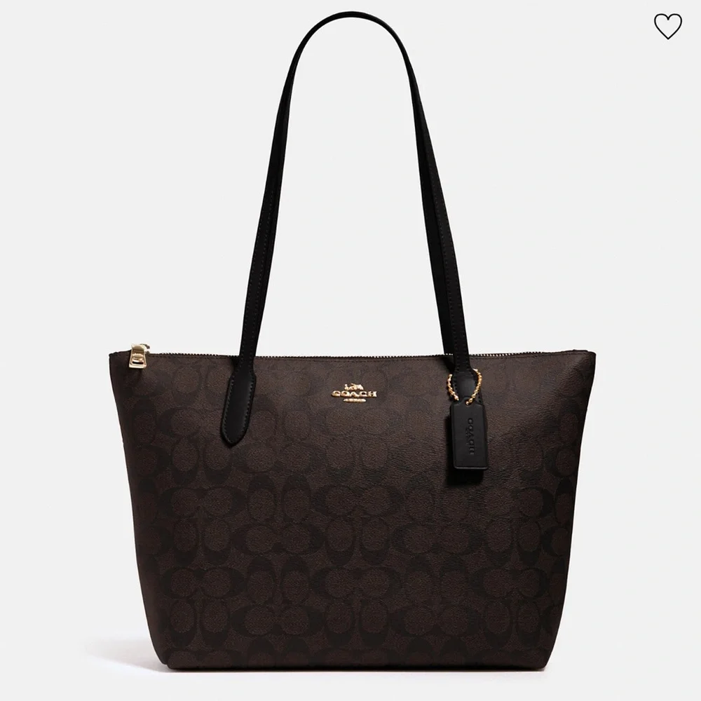 Coach | Bags | Zip Top Tote In Signature Canvas | Poshmark